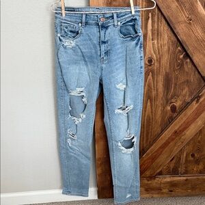 American Eagle Outfitters Ripped Blue Ankle Jeans